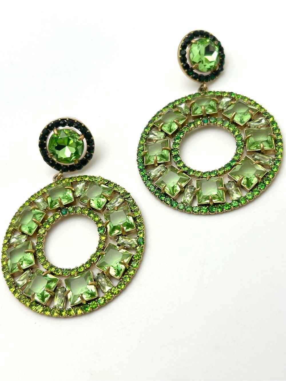J. Crew Green Jeweled Earrings